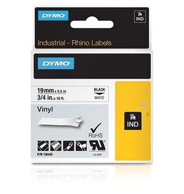 Dymo Rhino Tape 19Mm Vinyl Zwart/Wit [1st]