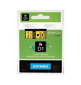 Dymo Dymo D1 permanente polyestertape 24 mm, zwart op geel
