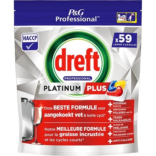Dreft Dreft Platinum Plus Lemon vaatwastabletten, pak van 59 capsules