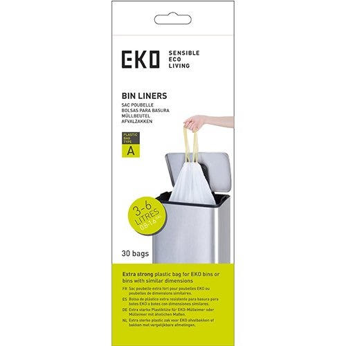 Eko Eko vuilniszakken met trekbandsluiting, 3-6 liter, wit,  1 rol, 30 zakken
