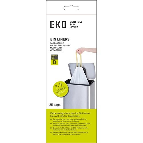 Eko Eko vuilniszakken met trekbandsluiting, 7-9 liter, wit,  1 rol, 25 zakken