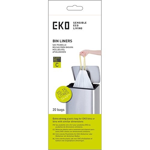 Eko Eko vuilniszakken met trekbandsluiting, 10-15 liter, wit,  1 rol, 20 zakken