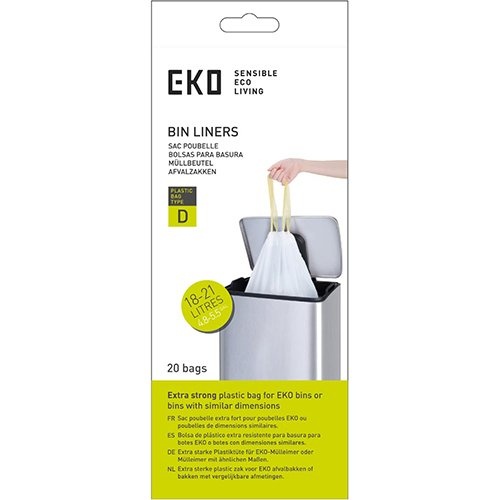 Eko Eko vuilniszakken met trekbandsluiting, 18-21 liter, wit,  1 rol, 20 zakken