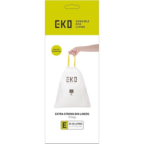 Eko Eko vuilniszakken met trekbandsluiting, 25-35 liter, wit,  1 rol, 12 zakken