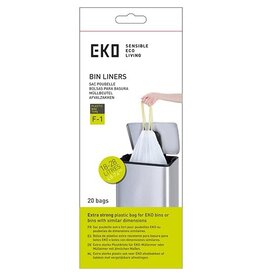 Eko Eko vuilniszakken met trekbandsluiting, 18-28 liter, wit,  1 rol, 20 zakken