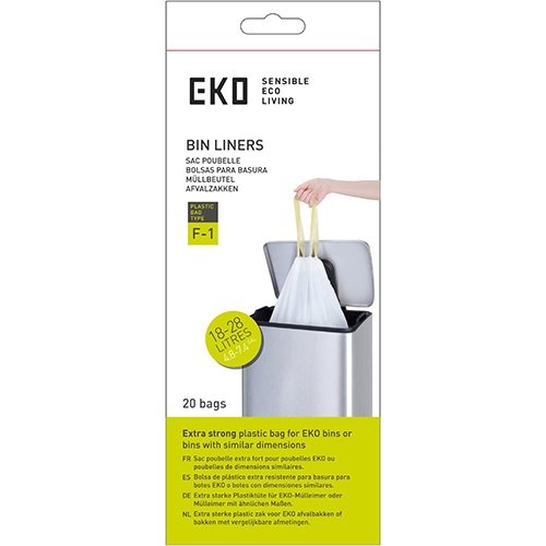 Eko Eko vuilniszakken met trekbandsluiting, 18-28 liter, wit,  1 rol, 20 zakken