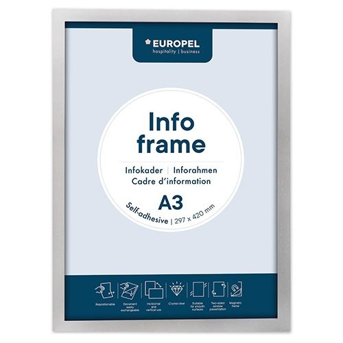 Europel Europel zelfklevend kader ft A3, zilver, pak van 2 stuks