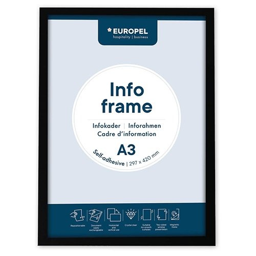 Europel Europel zelfklevend kader ft A3, zwart, pak van 2 stuks
