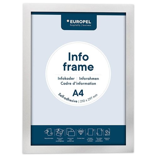 Europel Europel zelfklevend kader ft A4, zilver, pak van 2 stuks