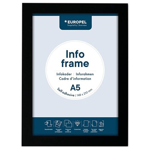 Europel Europel zelfklevend kader ft A5, zwart, pak van 2 stuks