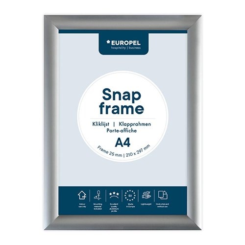 Europel Europel clicklijst, lijst 25mm A4, zilverkleurig posterframe