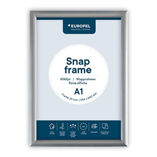 Europel Europel clicklijst, lijst 25mm A1, zilverkleurig posterframe