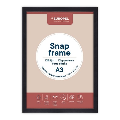 Europel Europel clicklijst Premium Plus, 25 mm, A3, mat zwart