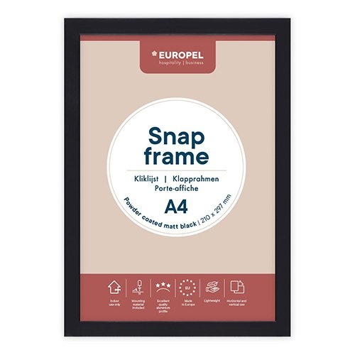 Europel Europel clicklijst, lijst 25mm A4, mat zwart posterframe
