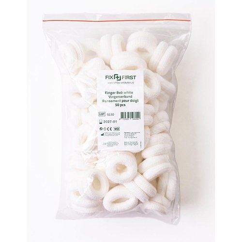 Fixfirst Fixfirst vingerbobs, textiel, wit, pak van 50 stuks