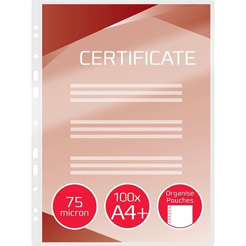 GBC GBC Organise lamineerhoes ft A4, 150 micron (2 x 75 micron), geperforeerd, pak van 100 stuks