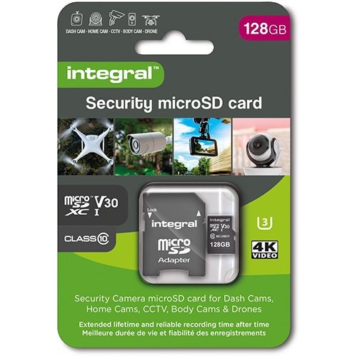 Integral Integral Security microSDXC geheugenkaart, Class 10 V30 , 128 GB