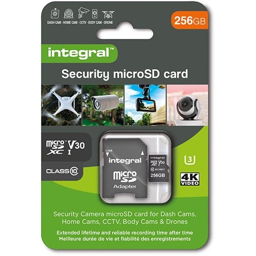 Integral Integral Security microSDXC geheugenkaart, Class 10 V30 , 256 GB