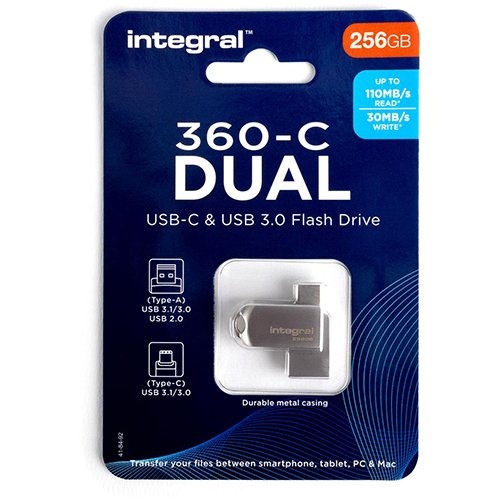 Integral Integral 360-C Dual USB-C & USB 3.0 stick, 256 GB
