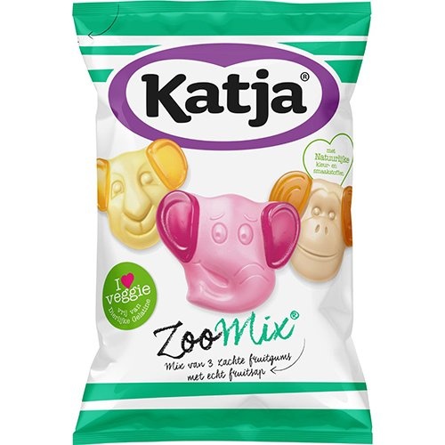 Katja Katja Zoo Mix snoep, mix van 3 zachte fruitgums, 255g