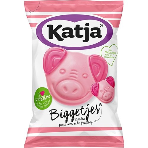 Katja Katja Biggetjes snoep, zachte gums met echt fruitsap, zak van 255 g