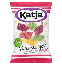 Katja Katja Zure Matjes snoep, mix van aardbei-, appel-, banaan- en cassissmaak, zak van 250 g
