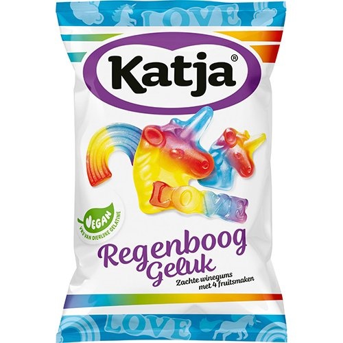 Katja Katja Regenboog Geluk snoep, zachte winegums met 4 fruitsmaken, zak van 250 g