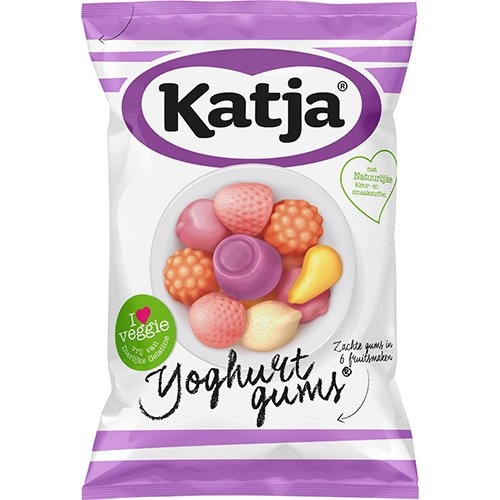 Katja Katja Yoghurtgums snoep, zachte gums in 6 fruitsmaken, zak van 295 g
