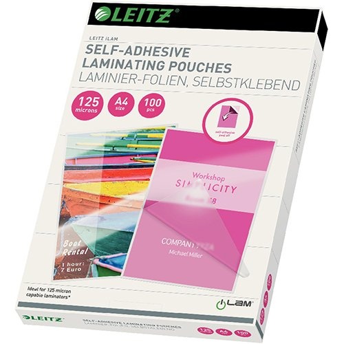 Leitz Leitz iLAM lamineerhoes ft A4, 250 micron (2 x 125 micron), zelfklevend, pak van 100 stuks