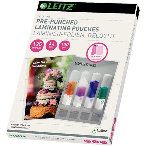 Leitz Leitz iLAM lamineerhoes ft A4, 250 micron (2 x 125 micron), geperforeerd, pak van 100 stuks