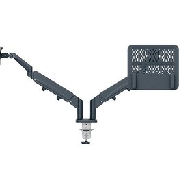 Leitz Leitz Ergo ruimtebesparende monitorarm, dubbele arm met 1 laptoparm, grijs