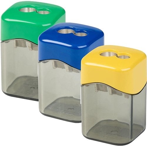 M+R M+R potloodslijper Quattro Swing Eco, 2 gaats, met transparant reservoir, geassorteerde kleuren