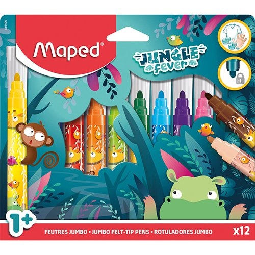 Maped Maped viltstift Jungle Fever Jumbo, etui van 12 stuks, assorti