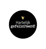 Merkloos KP etiket "Hartelijk gefeliciteerd", diameter 40 mm, rol van 250 stuks