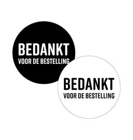 Merkloos KP etiket "Bedankt voor de bestelling", diameter 40 mm,  2 varianten, rol van 250 stuks