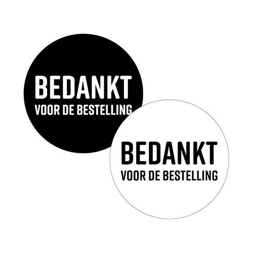 Merkloos KP etiket "Bedankt voor de bestelling", diameter 40 mm,  2 varianten, rol van 250 stuks