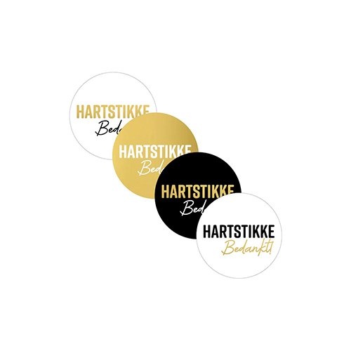 Merkloos KP etiket "Hartstikke Bedankt", diameter 40 mm, 4 varianten, rol van 250 stuks
