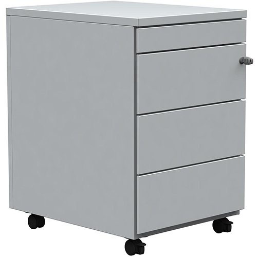 Merkloos Mobiele ladenblok, 3 laden + pennenlade, aluminium