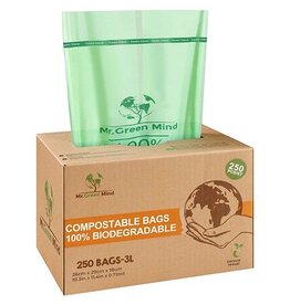 Mr. Green Mind Mr. Green Mind vuilniszakken Bio, 2-3 liter, groen, doos van 250 stuks