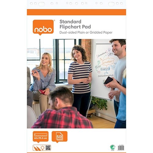 Nobo Nobo flipchartpapier standaard, ft 65 x 95 cm, blanco/geruit, rol van 50 vel