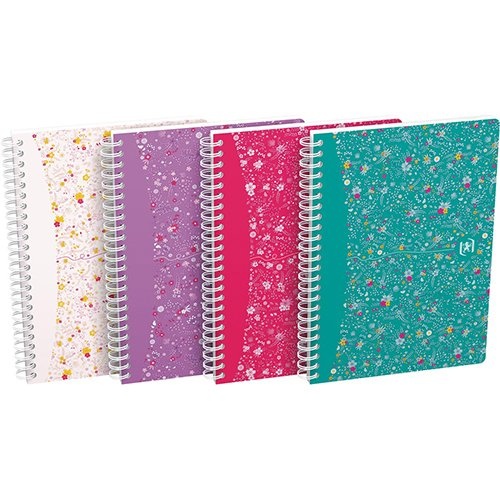 Oxford Oxford Floral softcover spiraalschrift, ft A5, 60 vel, geruit 5 mm, 4 geassorteerde designs