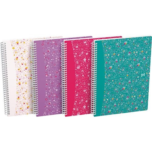 Oxford Oxford Floral softcover spiraalschrift, ft B5, 60 vel, geruit 5 mm, 3 geassorteerde designs