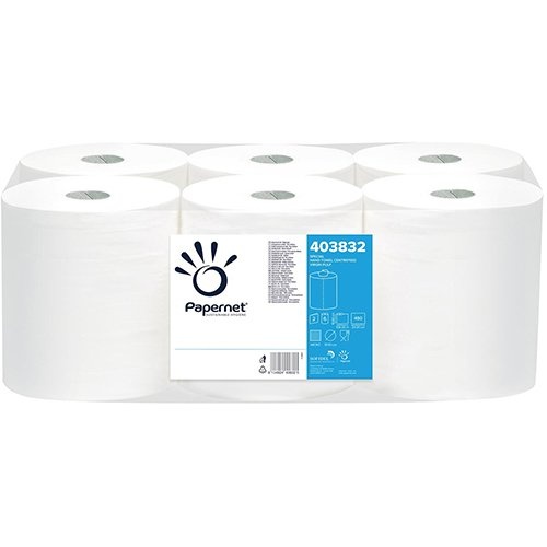 Papernet Papernet papieren handdoeken Maxi Centerfeed, 2-laags, 108 m, 450 vel, pak van 6 rollen