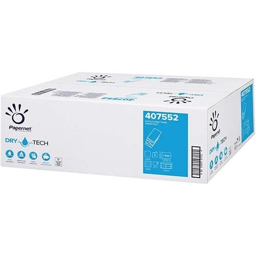Papernet Papernet papieren handdoeken Dry Tech, W-vouw, 2-laags, 100 vellen, pak van 20 stuks