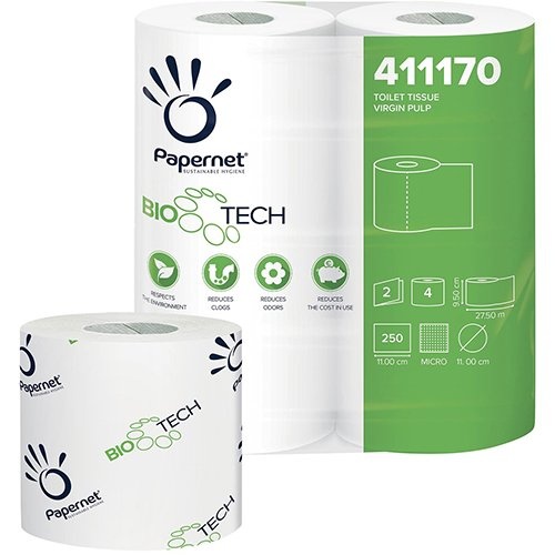 Papernet Papernet toiletpapier Bio Tech, 2-laags, 250 vellen, pak van 4 rollen