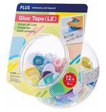 Plus Plus lijmroller, 12 m x 6 mm, display van 30 stuks in geassorteerde kleuren