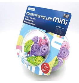 Plus Plus correctieroller Mini Pastel, 6 m x 5 mm, display van 50 stuks in geassorteerde kleuren