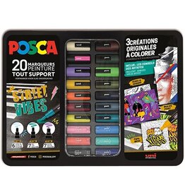 Posca Posca paintmarkers, metalen doos van 20 stuks, assorti, ontwerp Street Vibes