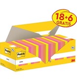 Post-it Post-it Notes, 100 vel, ft 76 x 76 mm, assorti, 18 blokken + 6 GRATIS