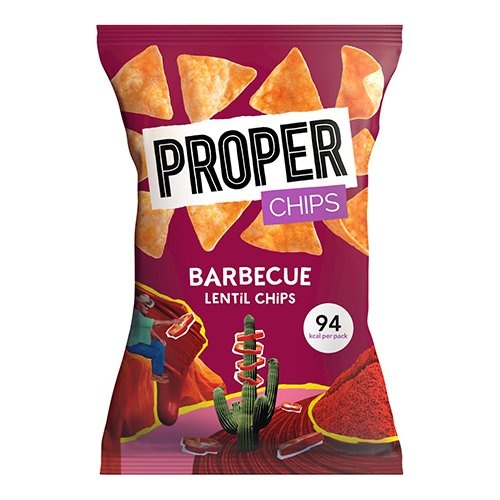Proper Proper lentil chips Barbecue, zak van 20 g — levering per 24